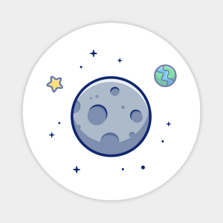 Moon in space cartoon Magnet